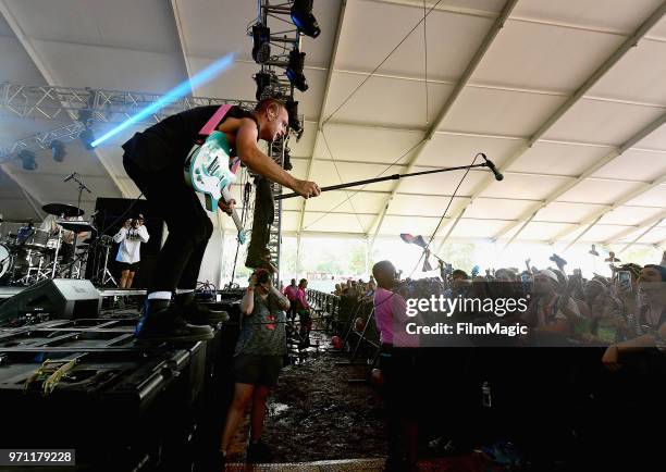 Landon Jacobs of Sir Sly performs onstage at This Tent during day 4 of the 2018 Bonnaroo Arts And Music Festival on June 10, 2018 in Manchester,...