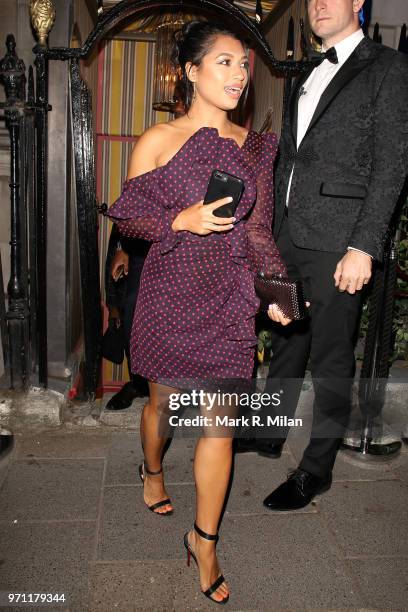 Vanessa White attending the GQ Style and Browns LFWM Party at Annabels on June 10, 2018 in London, England.