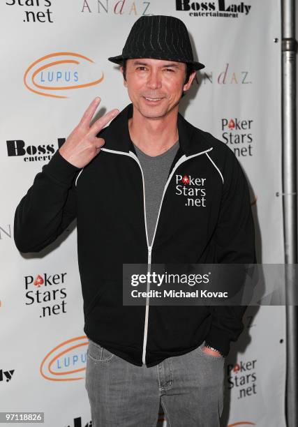 Actor Lou Diamond Phillips arrives at the "Get Lucky For Lupus!" Fundraiser at Andaz Hotel on February 25, 2010 in West Hollywood, California.