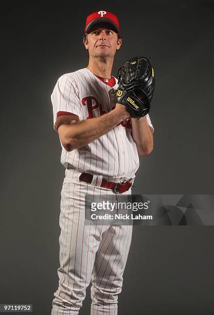Jamie Moyer of the Philadelphia Phillies poses for a photo during Spring Training Media Photo Day at Bright House Networks Field on February 24, 2010...