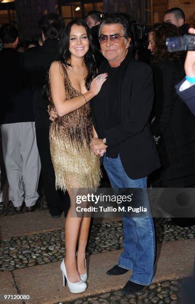 Lindsay Lohan and designer Roberto Cavalli attend the Vogue.it during Milan Fashion Week Womenswear Autumn/Winter 2010 show on February 26, 2010 in...
