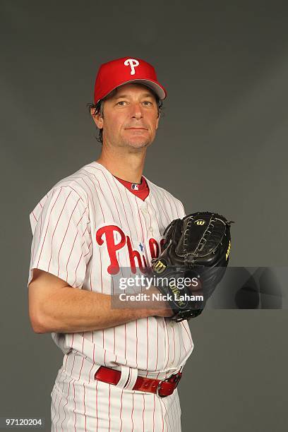 Jamie Moyer of the Philadelphia Phillies poses for a photo during Spring Training Media Photo Day at Bright House Networks Field on February 24, 2010...