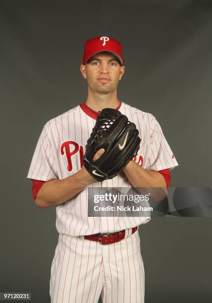 Happ of the Philadelphia Phillies poses for a photo during Spring Training Media Photo Day at Bright House Networks Field on February 24, 2010 in...