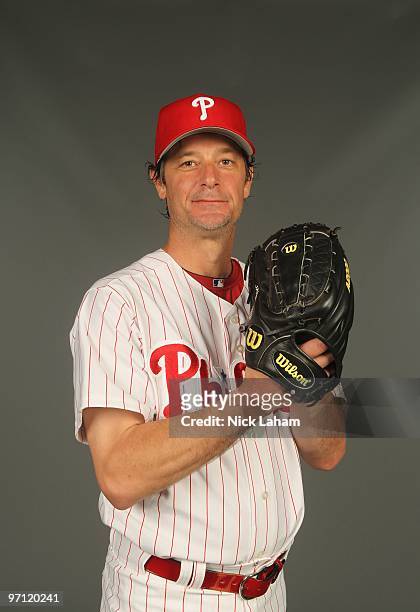 Jamie Moyer of the Philadelphia Phillies poses for a photo during Spring Training Media Photo Day at Bright House Networks Field on February 24, 2010...