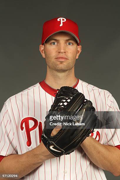 Happ of the Philadelphia Phillies poses for a photo during Spring Training Media Photo Day at Bright House Networks Field on February 24, 2010 in...