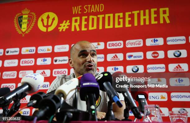 Roberto MARTINEZ talks to the press before a training session of the Belgian national soccer team " Red Devils " at the Belgian National Football...