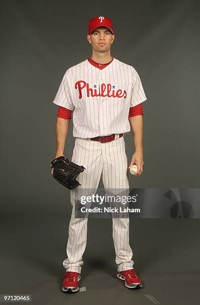 Happ of the Philadelphia Phillies poses for a photo during Spring Training Media Photo Day at Bright House Networks Field on February 24, 2010 in...