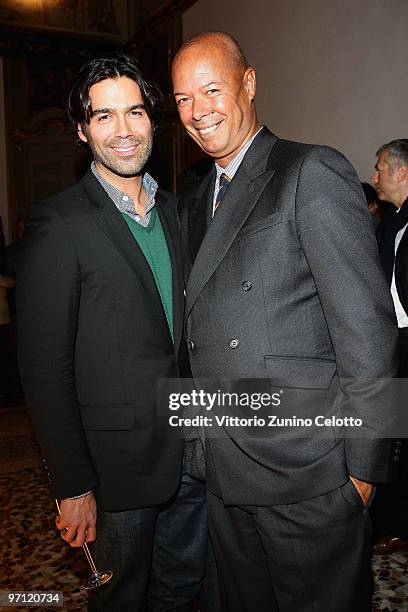 Designer Brian Atwood and Michael Roberts attend the Labelux cocktail party during Milan Fashion Week Womenswear A/W 2010 on February 26, 2010 in...