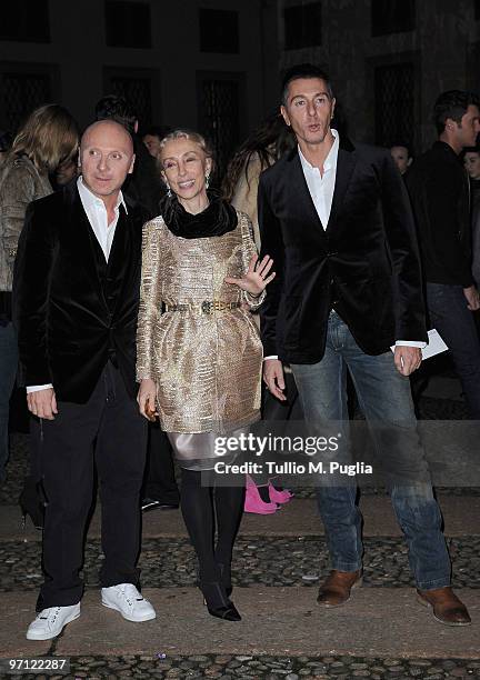 Domenico Dolce, Franca Sozzani and Stefano Gabbana attend Vogue.it during Milan Fashion Week Womenswear Autumn/Winter 2010 on February 26, 2010 in...