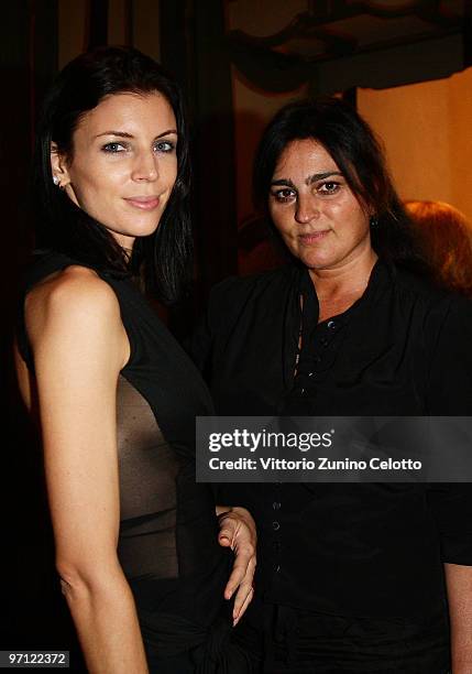Model Liberty Ross and designer Solange Azagury-Partridge attend the Labelux cocktail party during Milan Fashion Week Womenswear A/W 2010 on February...
