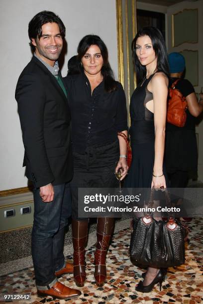 Designers Brian Atwood, Solange Azagury-Partridge and model Liberty Ross attend the Labelux cocktail party during Milan Fashion Week Womenswear A/W...