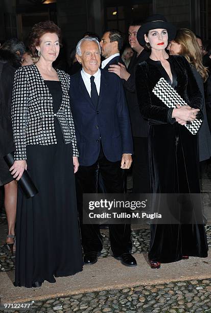 Letizia Moratti, Giorgio Armani and Antonia Dell'Atte attend Vogue.it during Milan Fashion Week Womenswear Autumn/Winter 2010 on February 26, 2010 in...