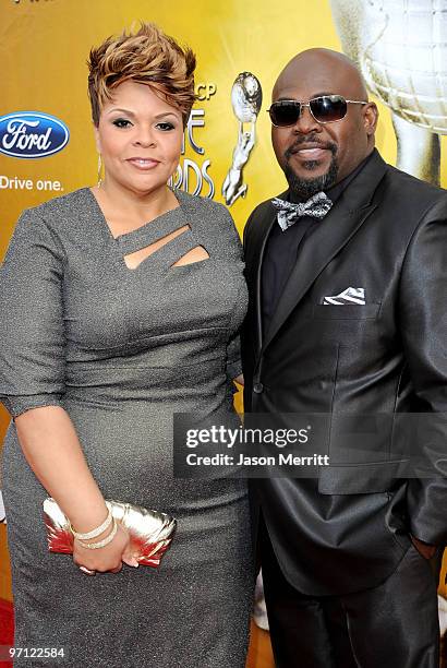 Actors/singers Tamela and David Mann arrive at the 41st NAACP Image awards held at The Shrine Auditorium on February 26, 2010 in Los Angeles,...