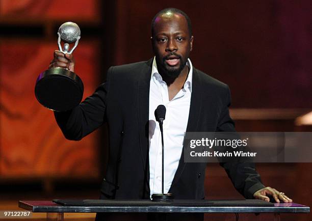 Singer Wyclef Jean onstage during the 41st NAACP Image awards held at The Shrine Auditorium on February 26, 2010 in Los Angeles, California.