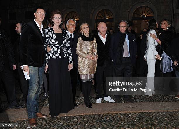 Stefano Gabbana, Letizia Moratti, Giorgio Armani, Franca Sozzano, Domenico Dolce and Diego Della Valle attend Vogue.it during Milan Fashion Week...