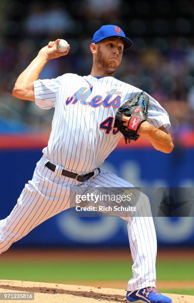 Zach Wheeler of the New York Mets in action against the Baltimore Orioles during a game at Citi Field on June 6, 2018 in the Flushing neighborhood of...