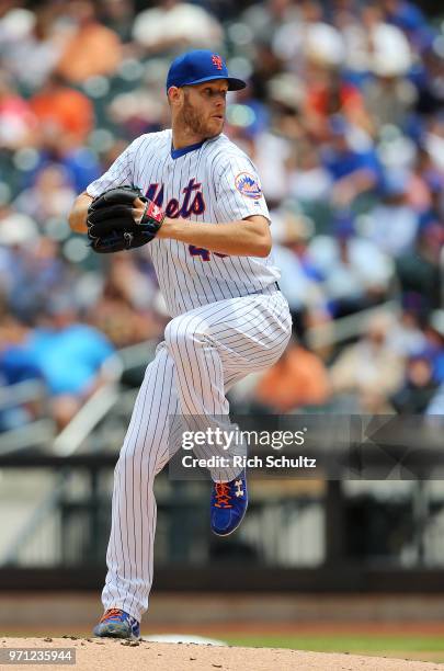 Zach Wheeler of the New York Mets in action against the Baltimore Orioles during a game at Citi Field on June 6, 2018 in the Flushing neighborhood of...