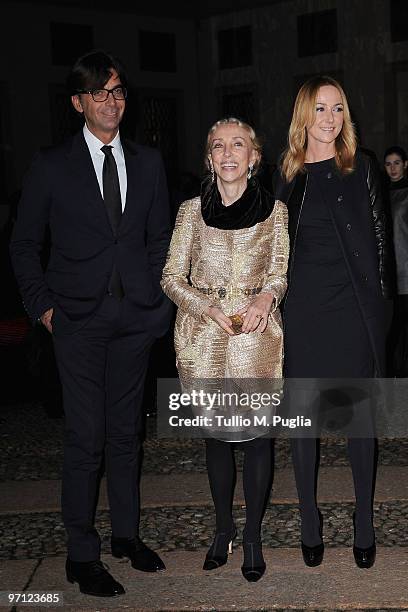 Patrizio di Marco, Franca Sozzani and Frida Giannini attends Vogue.it during Milan Fashion Week Womenswear Autumn/Winter 2010 on February 26, 2010 in...