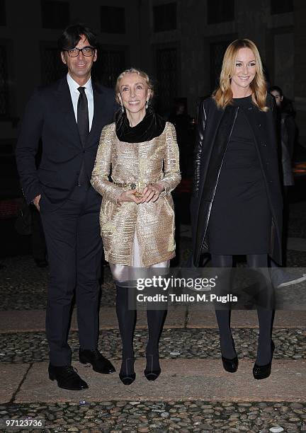 Patrizio di Marco, Franca Sozzani and Frida Giannini attends Vogue.it during Milan Fashion Week Womenswear Autumn/Winter 2010 on February 26, 2010 in...