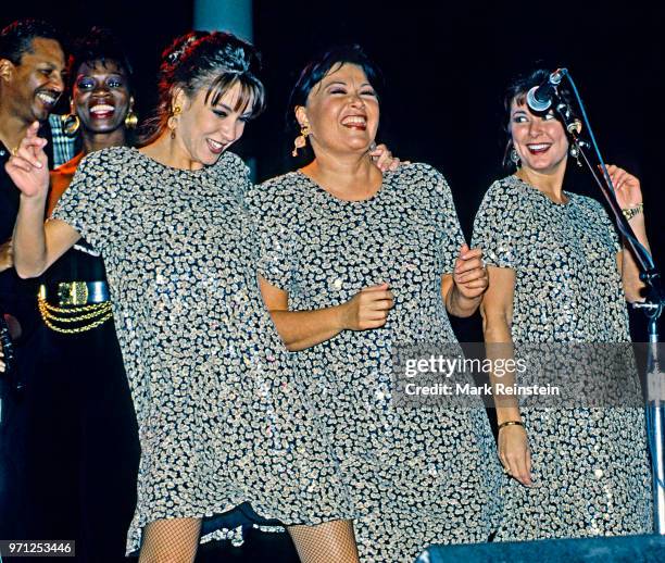 View of celebrities arriving and performing on stage at the grand opening of the Planet Hollywood night club in Washington, DC, October 3, 1993.