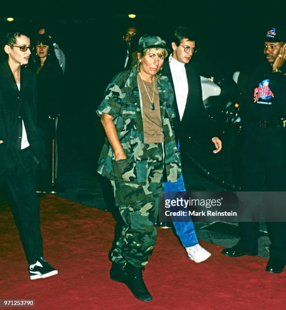 View of celebrities arriving and performing on stage at the grand opening of the Planet Hollywood night club in Washington, DC, October 3, 1993.