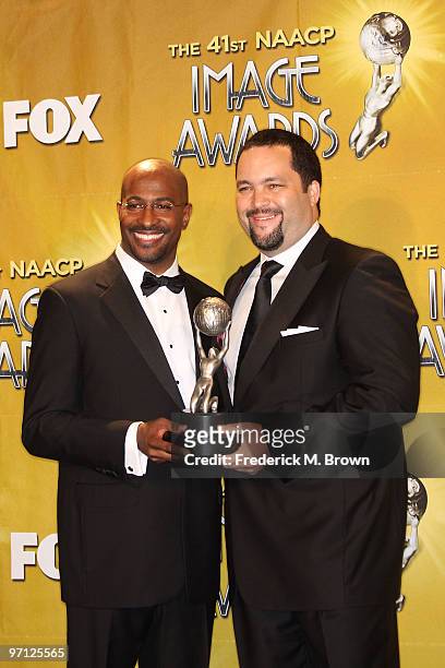 Vann Jones, winner of the President's Award poses with NAACP President and CEO Benjamin Todd Jealous in the press room during the 41st NAACP Image...