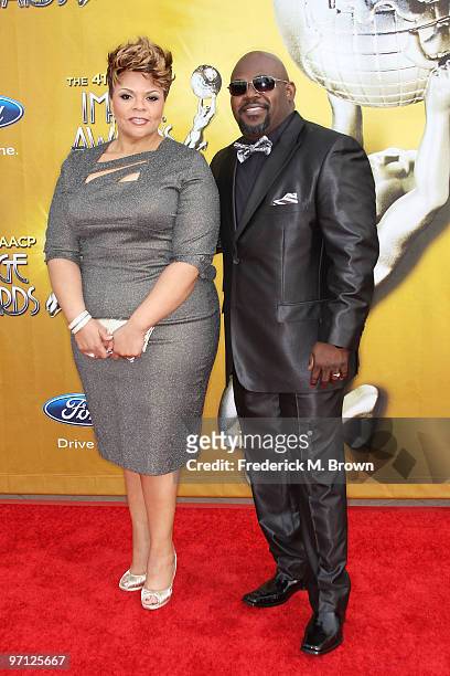 Singer Tamela Mann and husband actor David Mann arrive at the 41st NAACP Image awards held at The Shrine Auditorium on February 26, 2010 in Los...