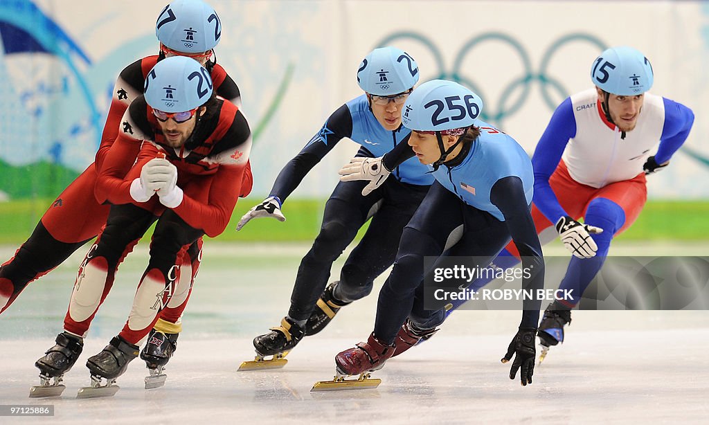 Lto R, Canada's Charles Hamelin, US Apol