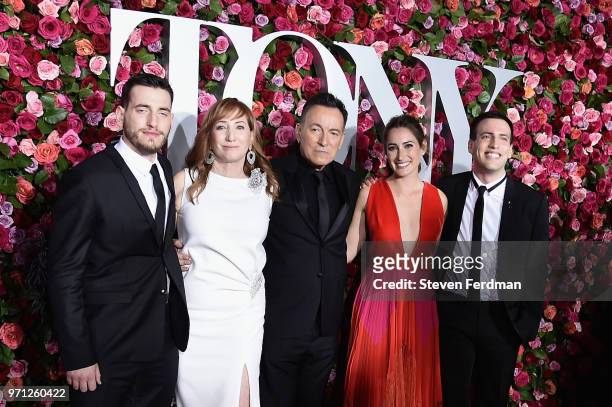 Evan Springsteen, Bruce Springsteen, Patti Scialfa, Sam Springsteen, and Jessica Springsteen attend the 72nd Annual Tony Awards on June 10, 2018 in...