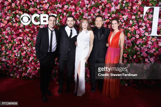 Evan Springsteen, Bruce Springsteen, Patti Scialfa, Sam Springsteen, and Jessica Springsteen attend the 72nd Annual Tony Awards on June 10, 2018 in...