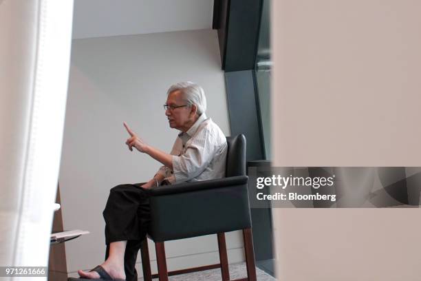 Daim Zainuddin, a member of Malaysia Prime Minister Mahathir Mohamad's advisory council, speaks during an interview in Kuala Lumpur, Malaysia, on...