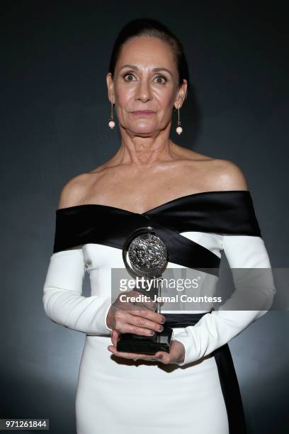 Laurie Metcalf, winner of the award for Best Performance by an Actress in a Featured Role in a Play for Edward Albee's Three Tall Women poses in...