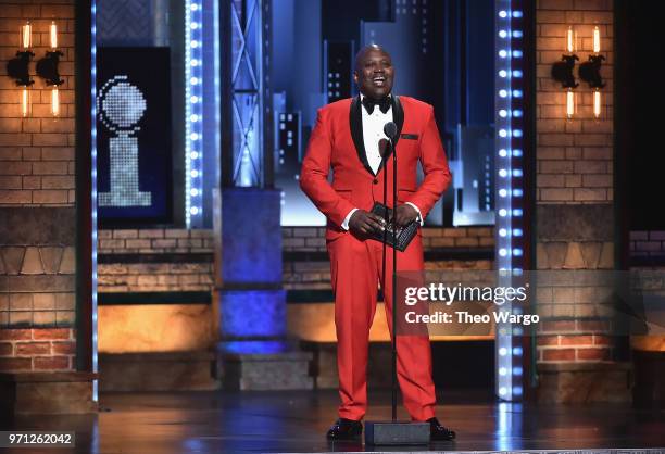 Tituss Burgess presents an award onstage during the 72nd Annual Tony Awards at Radio City Music Hall on June 10, 2018 in New York City.