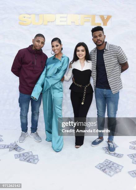 Actors Kaalan "KR" Walker, Lex Scott Davis, Andrea Londo and Trevor Jackson arrive at a special screening of "SuperFly" hosted by Sony Pictures...