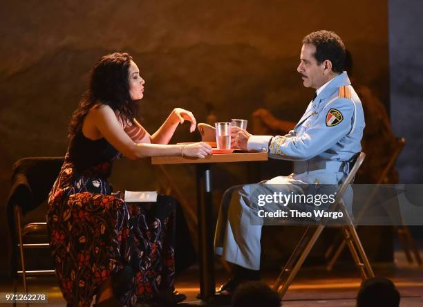 Katrina Lenk and Tony Shalhoub from The Band's Visit perform onstage during the 72nd Annual Tony Awards at Radio City Music Hall on June 10, 2018 in...