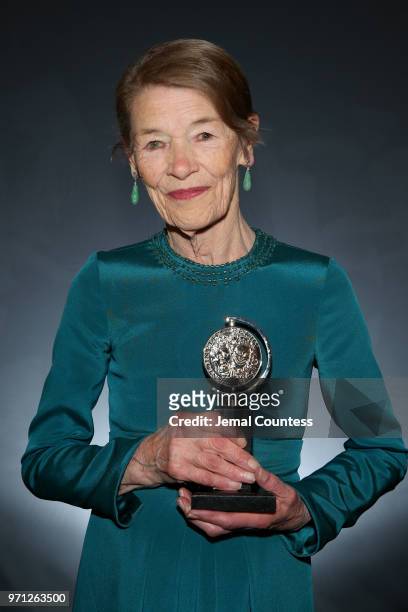 Glenda Jackson, winner of the award for Best Performance by an Actress in a Leading Role in a Play for Edward Albee's Three Tall Women, poses in...