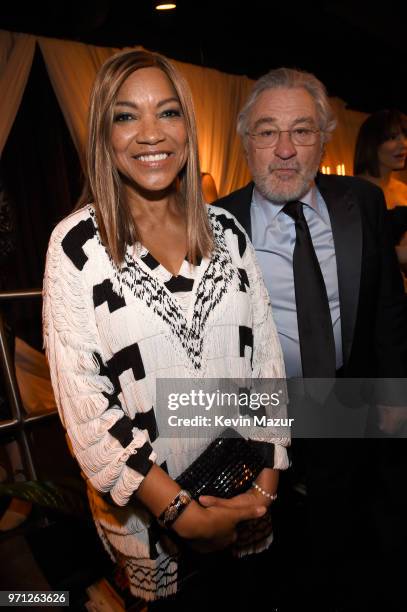 Grace Hightower and Robert De Niro pose backstage during the 72nd Annual Tony Awards at Radio City Music Hall on June 10, 2018 in New York City.