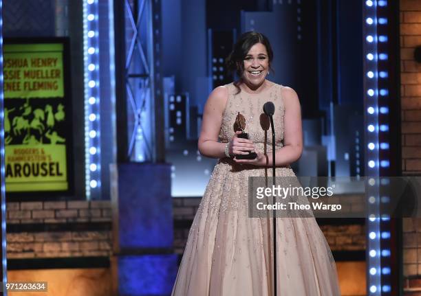 Lindsay Mendez accepts the Best Performance by an Actress in a Featured Role in a Musical award for Carousel onstage during the 72nd Annual Tony...