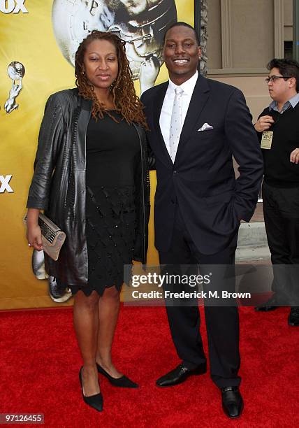 Actor Tyrese Gibson and guest arrive at the 41st NAACP Image awards held at The Shrine Auditorium on February 26, 2010 in Los Angeles, California.