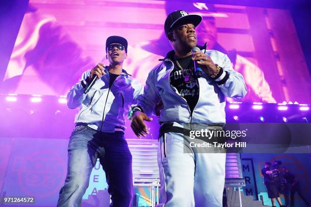 Michael Bivins and Ronnie DeVoe of Bell Biv DeVoe perform at MetLife Stadium on June 10, 2018 in East Rutherford, New Jersey.