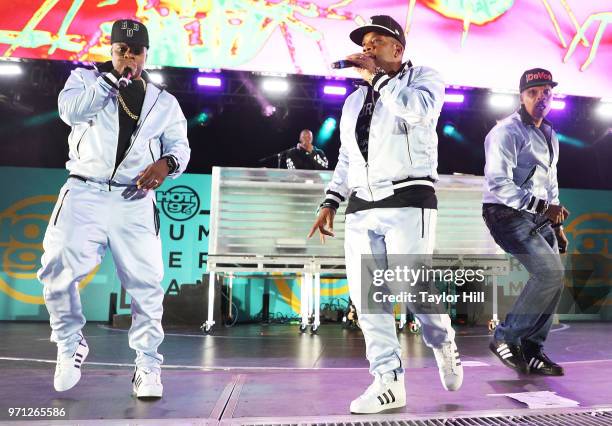 Ricky Bell, Michael Bivins and Ronnie DeVoe of Bell Biv DeVoe perform at MetLife Stadium on June 10, 2018 in East Rutherford, New Jersey.