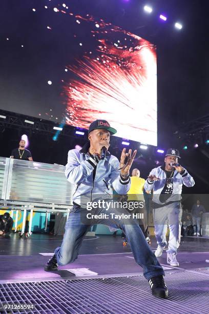 Michael Bivins and Ronnie DeVoe of Bell Biv DeVoe perform at MetLife Stadium on June 10, 2018 in East Rutherford, New Jersey.