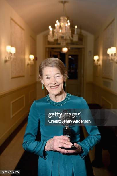 Glenda Jackson, winner of the award for Best Performance by an Actress in a Leading Role in a Play for "Edward Albee's Three Tall Women," poses in...