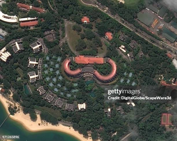 DigitalGlobe via Getty Images satellite imagery of the Capella Hotel in Singapore. This is the location of the summit with the leaders of the United...