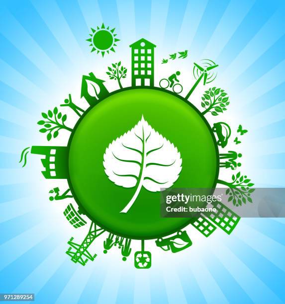 plant leaf environment green button background on blue sky - sky plant stock illustrations