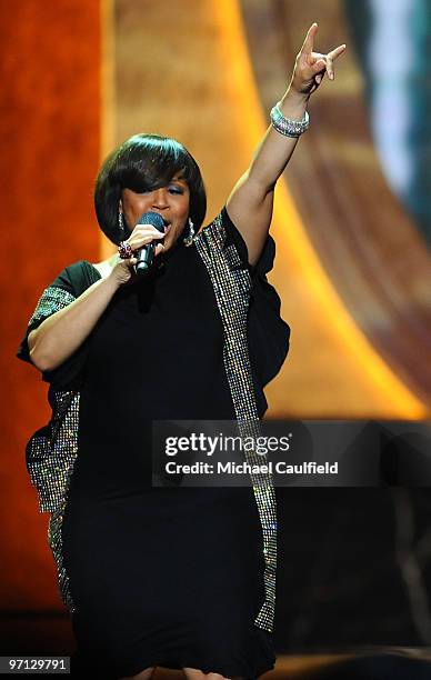 Singer Erica Campbell of Mary Mary performs onstage during the 41st NAACP Image awards held at The Shrine Auditorium on February 26, 2010 in Los...