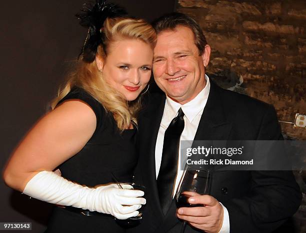 Singer/Co Songwriter Miranda Lambert and Her Dad Rick Lambert pose during BMI Honors Miranda Lambert's for her First with a 1940's style bash and a...