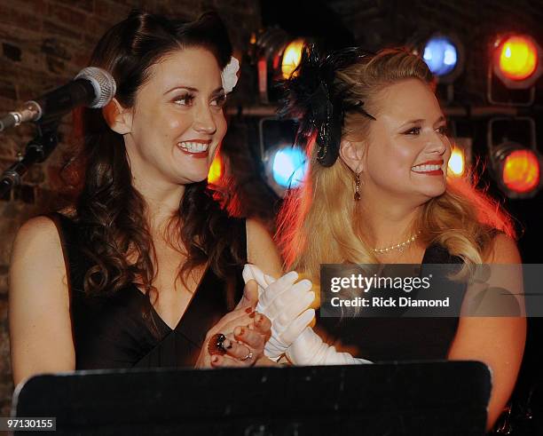 Co Songwriter Natalie Hemby and Singer/Co Songwriter Miranda Lambert pose during BMI Honors Miranda Lambert's for her First with a 1940's style bash...