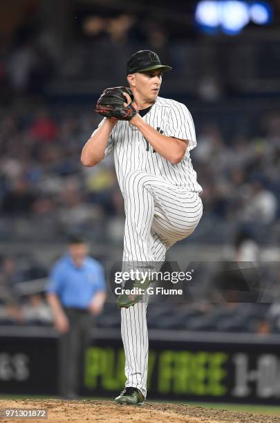 Cole of the New York Yankees pitches against the Los Angeles Angels at Yankee Stadium on May 26, 2018 in New York City.