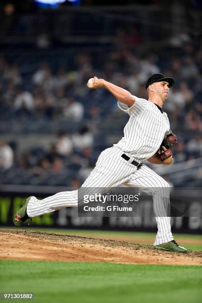 Cole of the New York Yankees pitches against the Los Angeles Angels at Yankee Stadium on May 26, 2018 in New York City.